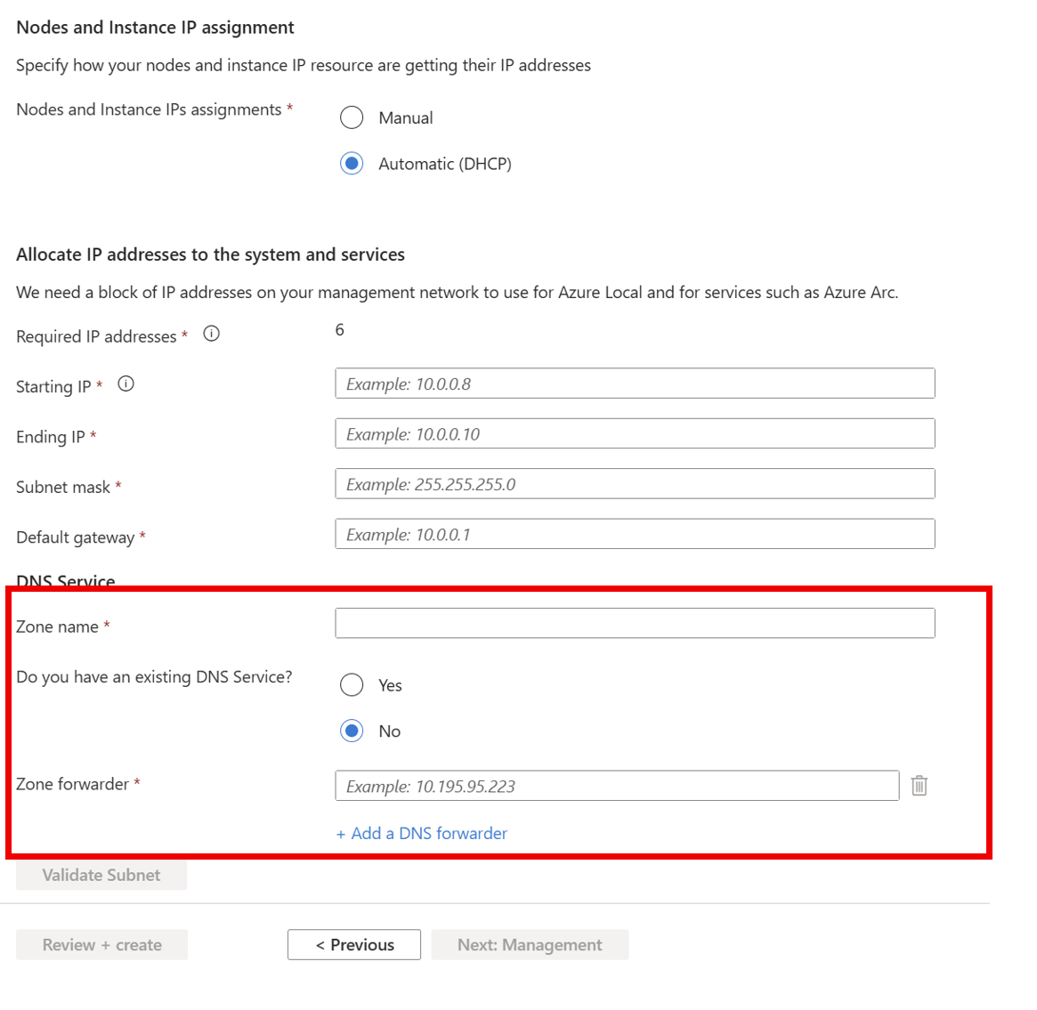 Screenshot of Internal DNS