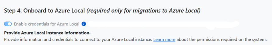 Screenshot of how to enable credentials for Azure Local appliance.