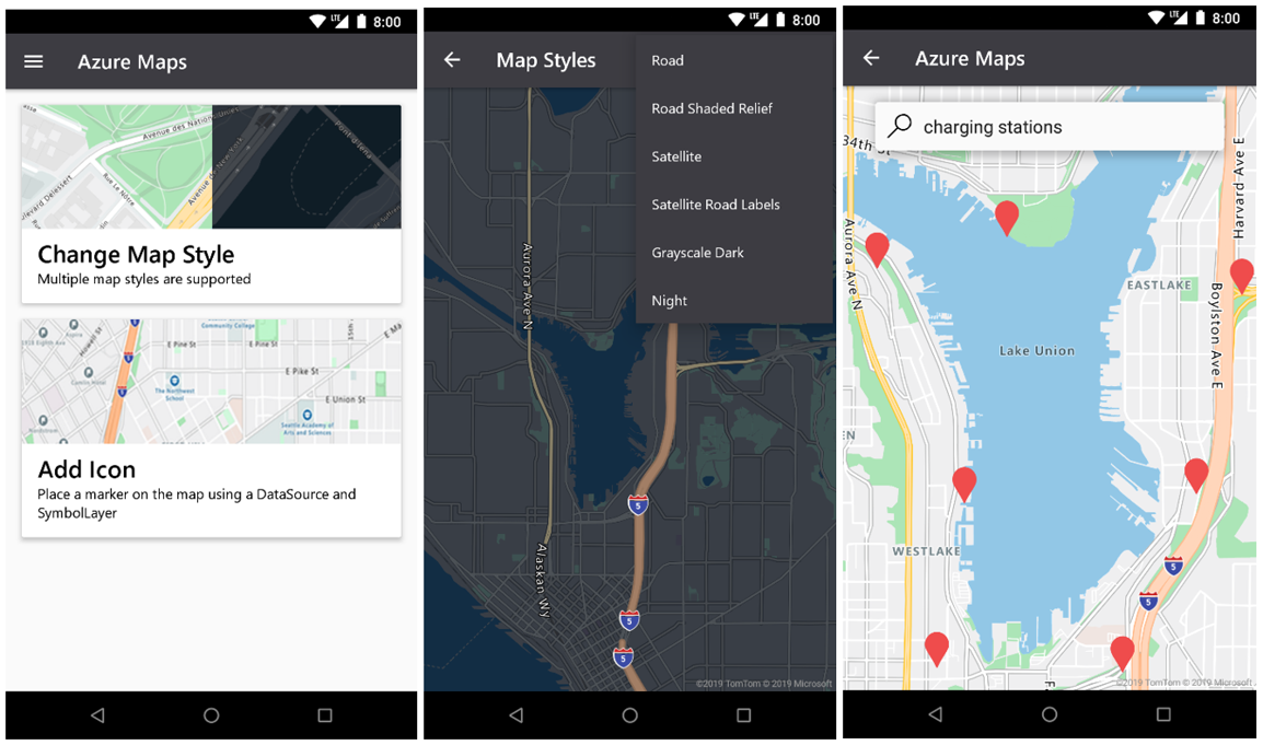 Map examples on a mobile device