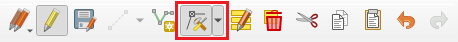 A screenshot showing the Vertex Tool button on the digitizing toolbar.