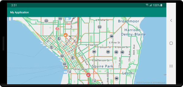 Map showing real-time traffic information