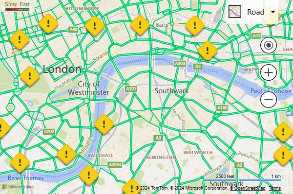 Bing Maps traffic