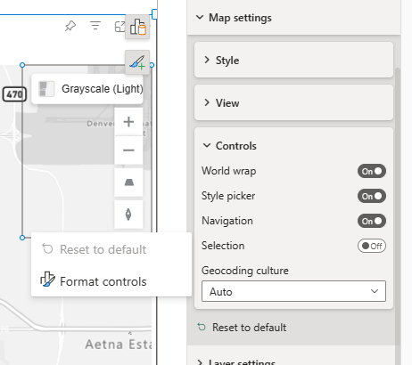 A screenshot showing the map control.