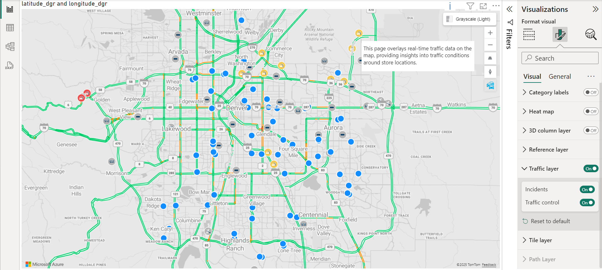 Show Real Time Traffic On An Azure Maps Power BI Visual Microsoft   Traffic Layer 