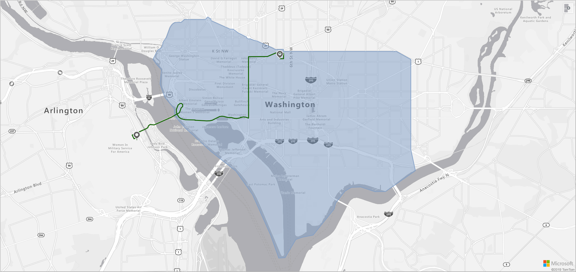 Figure showing geofence route.