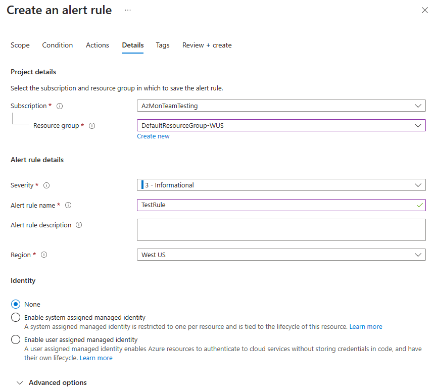 alert rules azure