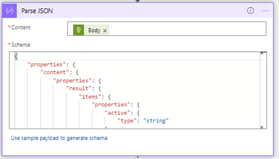 Screenshot of a sample schema.  