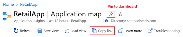 Screenshot that shows the two options to reuse filters in Application map.