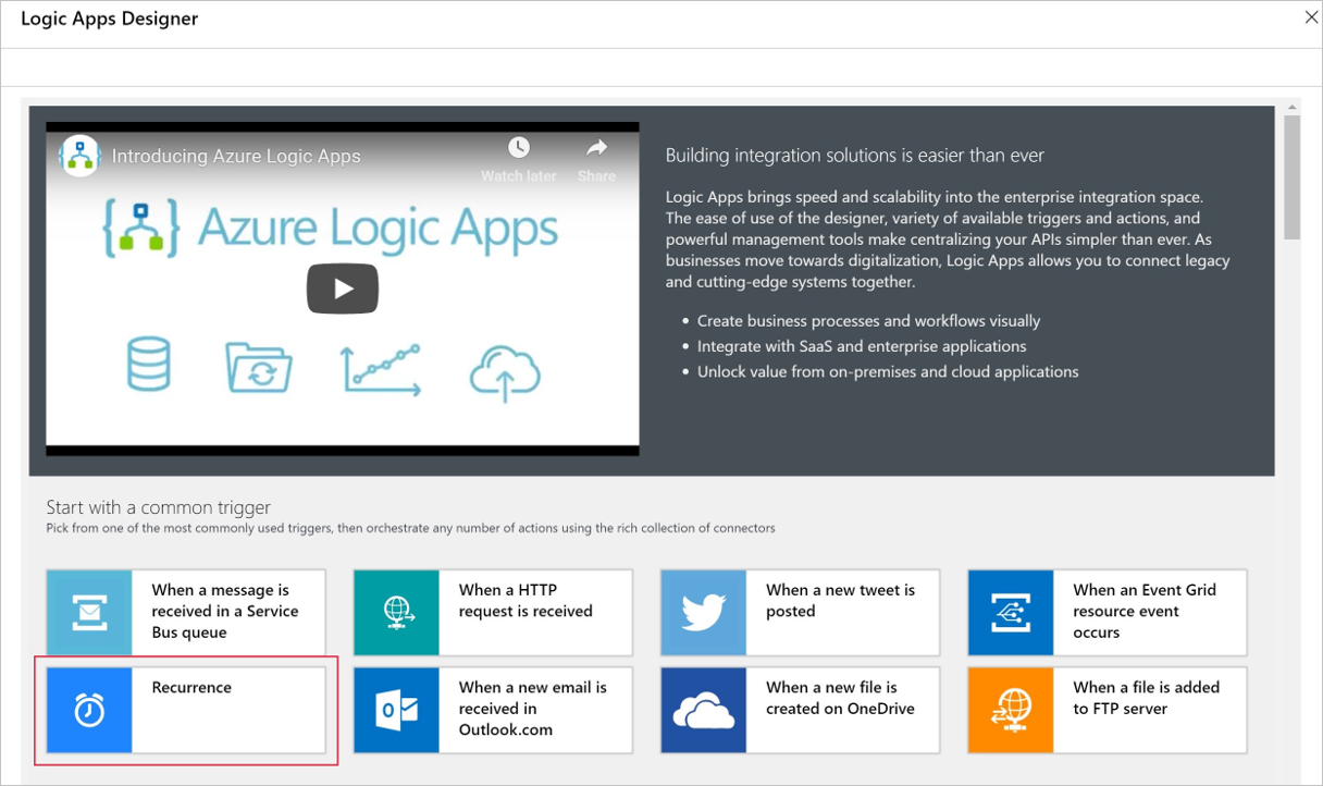 Screenshot that shows the Logic Apps Designer window.