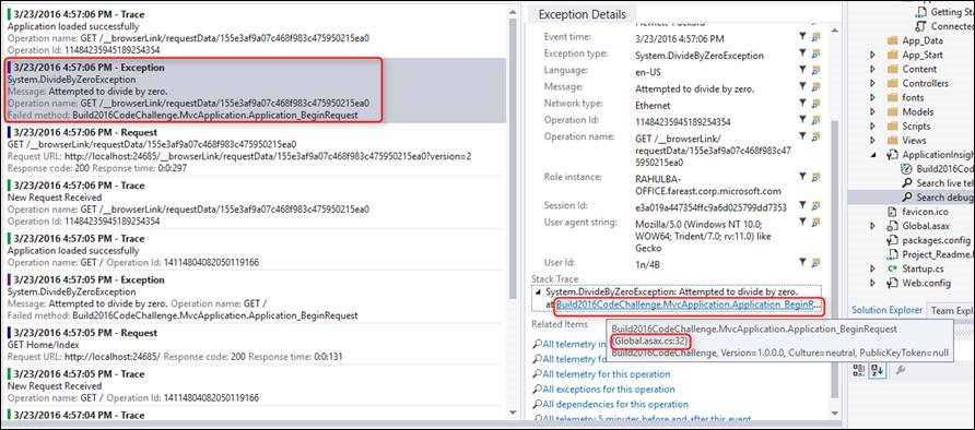 Screenshot that shows a Visual Studio search.