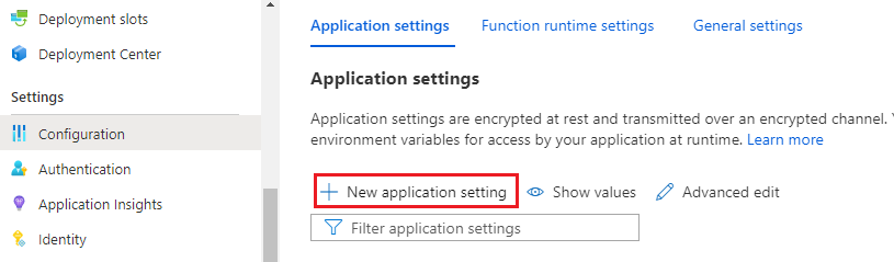 Under Settings, add new application settings