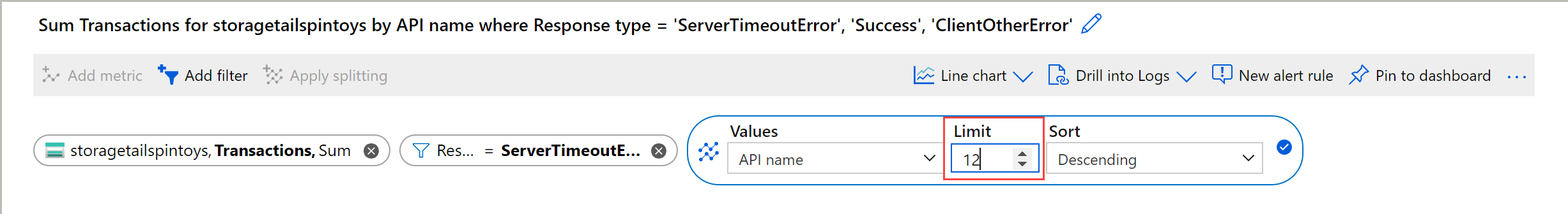 Screenshot that shows the split limit, which restricts the number of values after splitting.