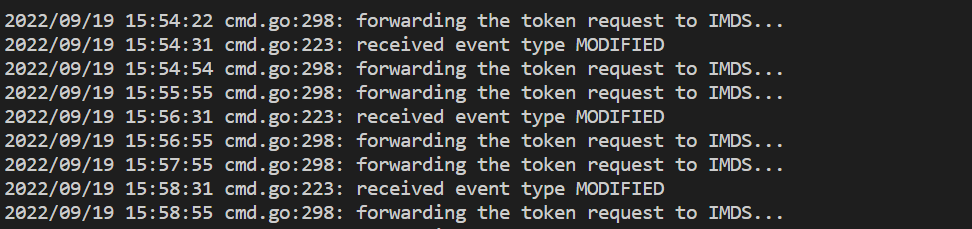 Screenshot showing addon token log.