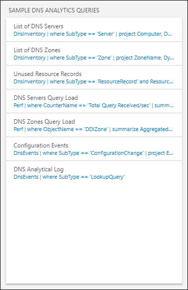 Screenshot that shows the Sample queries.