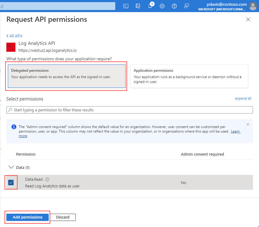 A screenshot that shows the continuation of the Request API permissions page.