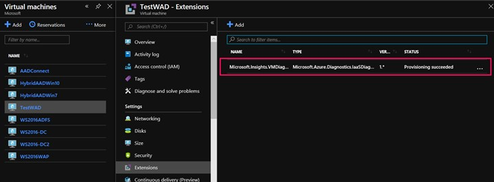 Screenshot of checking if WAD extension is installed.