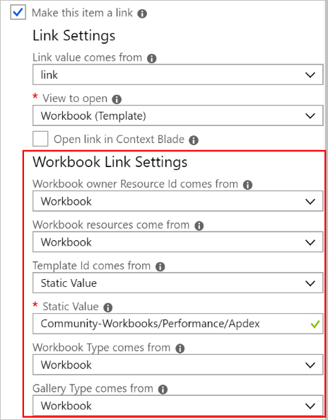 Screenshot that shows Workbook Link Settings.