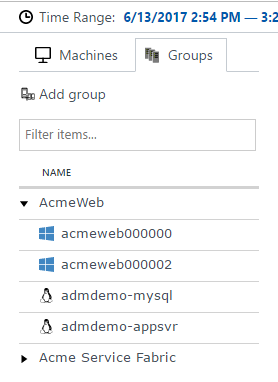 Screenshot that shows machine group machines.
