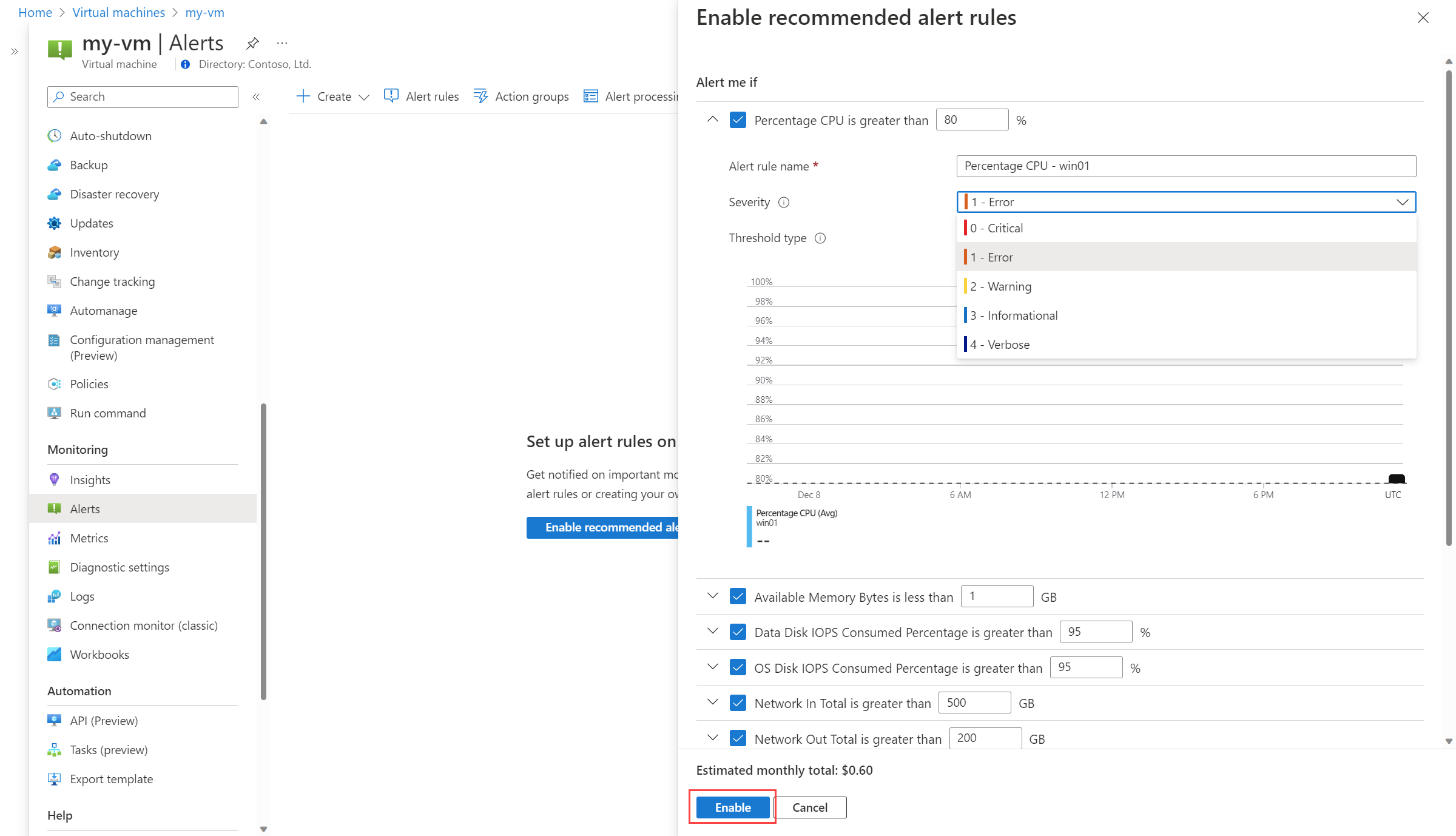 Enable Recommended Alert Rules For Azure Virtual Machine Azure Monitor Microsoft Learn