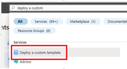 Screenshot of Deploy a custom template.