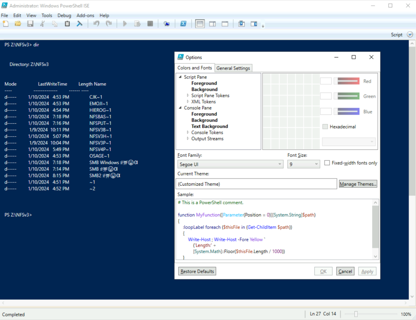 Screenshot of dir output in PowerShell.