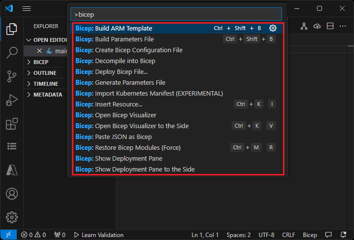 Create Bicep files by using Visual Studio Code - Azure Resource Manager |  Microsoft Learn