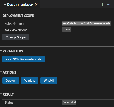 Screenshot of deployment pane in Visual Studio Code.