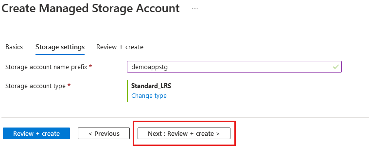 Screenshot that shows the information needed to create a storage account.