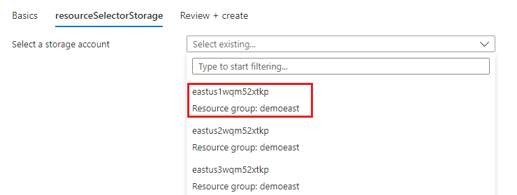 Screenshot of the resource list that doesn't show subscription because element set subscription to onBasics.