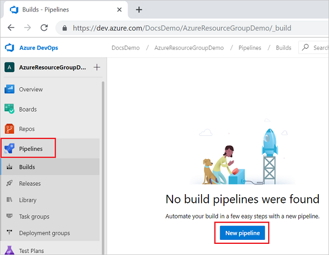 Screenshot of the Add new pipeline button