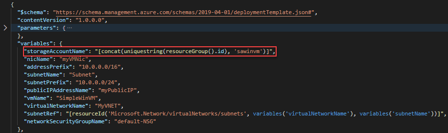 Screenshot that highlights the variable definitions that you need to remove.