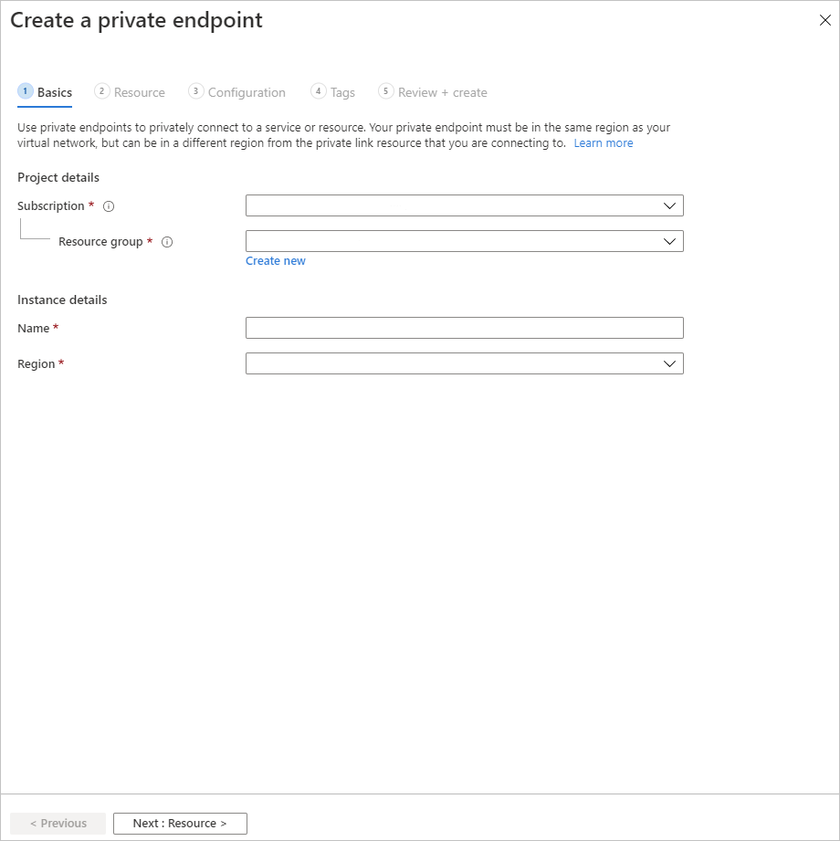 Create private endpoint - Basics