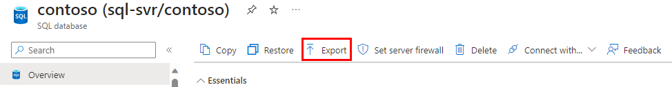 Screenshot that highlights the Export button.