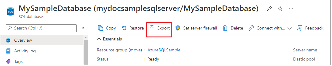 database export