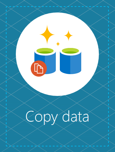 Screenshot showing the Copy Data wizard logo in Azure Data Factory.