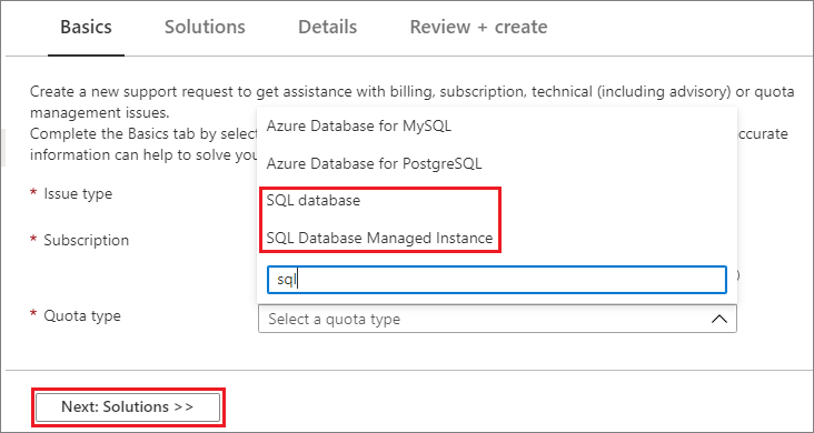 Request a quota increase - Azure SQL Database | Microsoft Learn