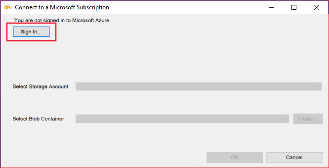 Screenshot showing how to Sign in to Azure.