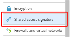 Shared access signature icon in storage settings menu.