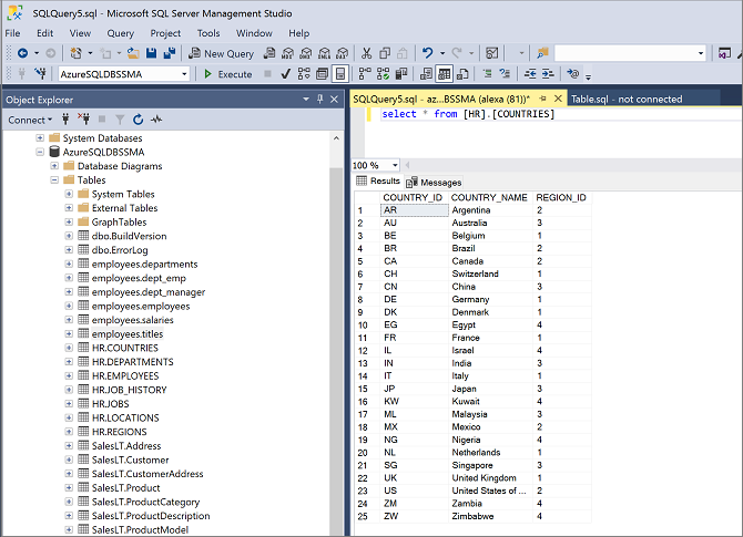 Screenshot that shows validation in SQL Server Management Studio.