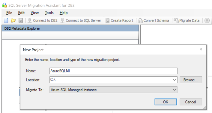 Screenshot that shows project details to specify.