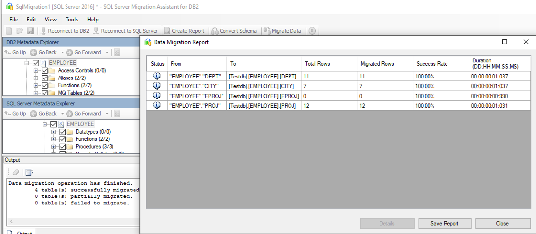 Screenshot that shows where to review the data migration report.