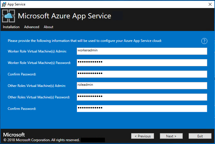 Screenshot that shows the screen where you select the Windows Platform Image to be used by the App Service Installer
