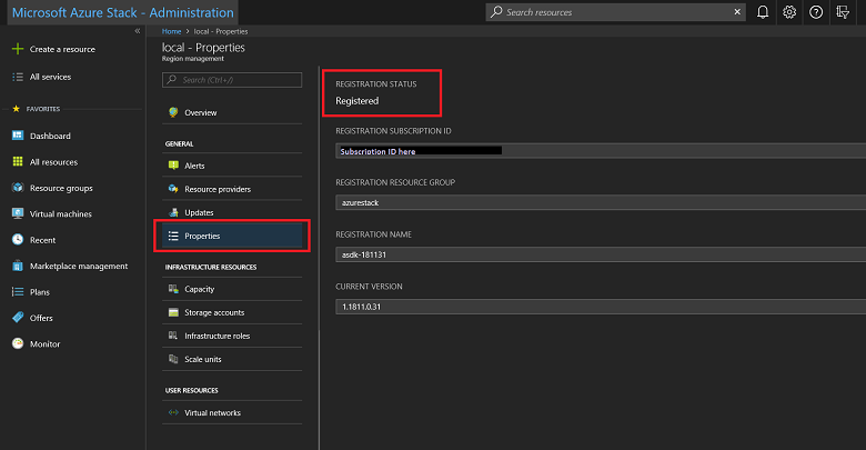 Region management tile Region management tile in Azure Stack Hub administrator portal