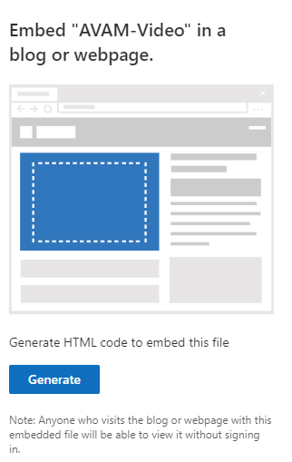 Screenshot that shows the embed code generate button.