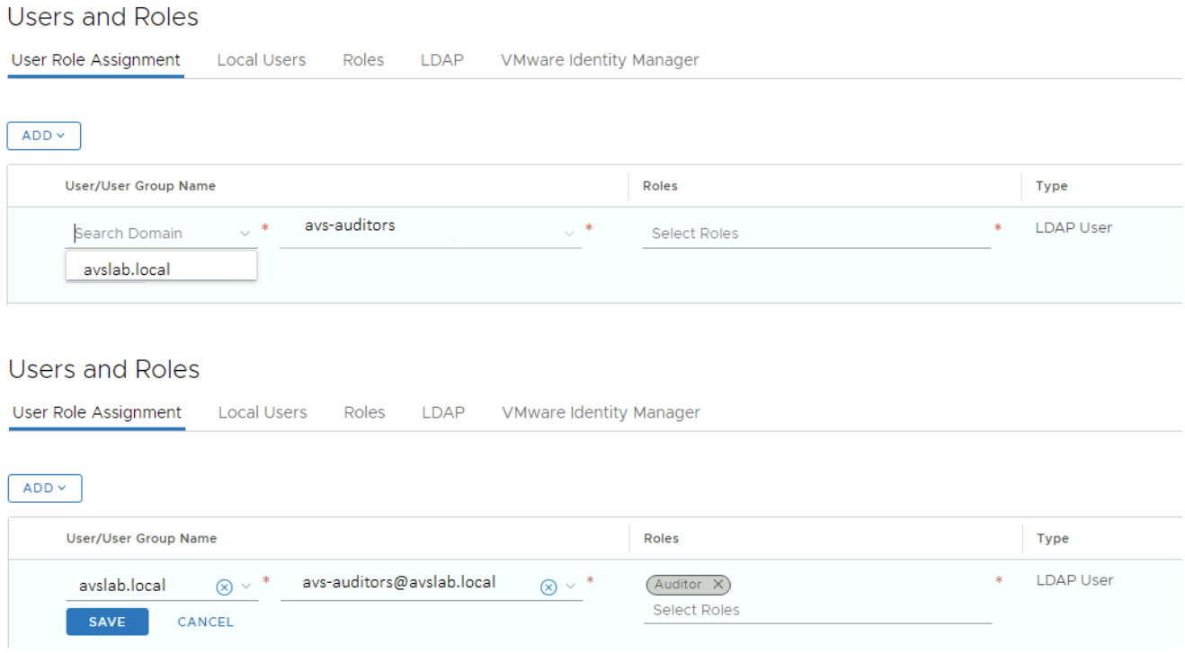 Screenshot showing how to review different roles on the LDAP server.