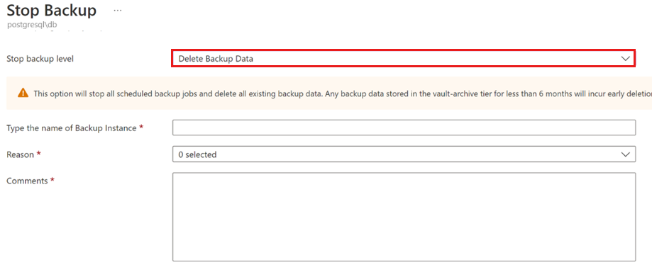Screenshot showing how to stop the backup process.