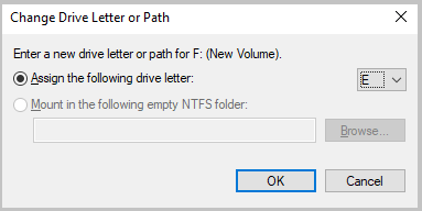 Screenshot of the Change Drive Letter or Path window.