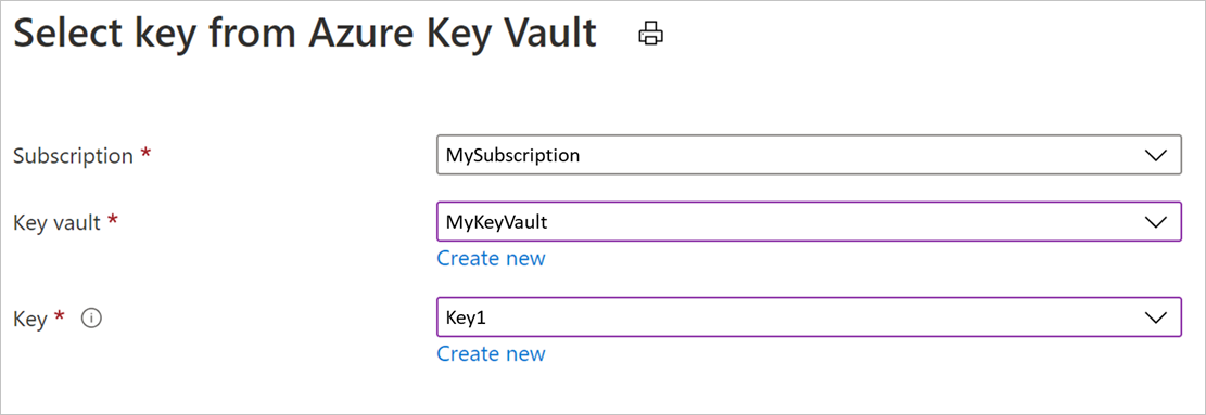 Select key from key vault