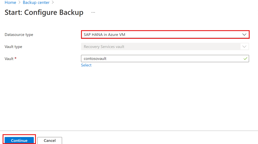 Screenshot that shows how to configure a database backup.