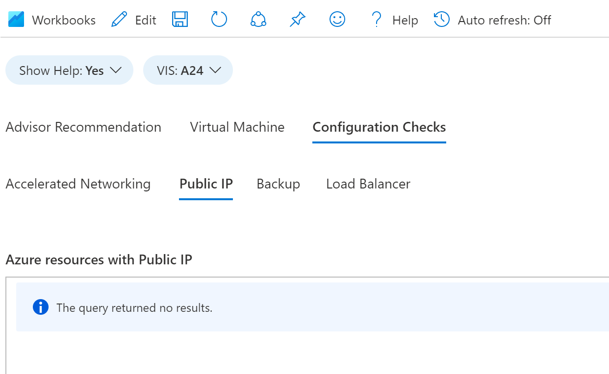 Screenshot of the Public I P tab, showing a notice that there are no public I P addresses associated with the virtual machines in the system.